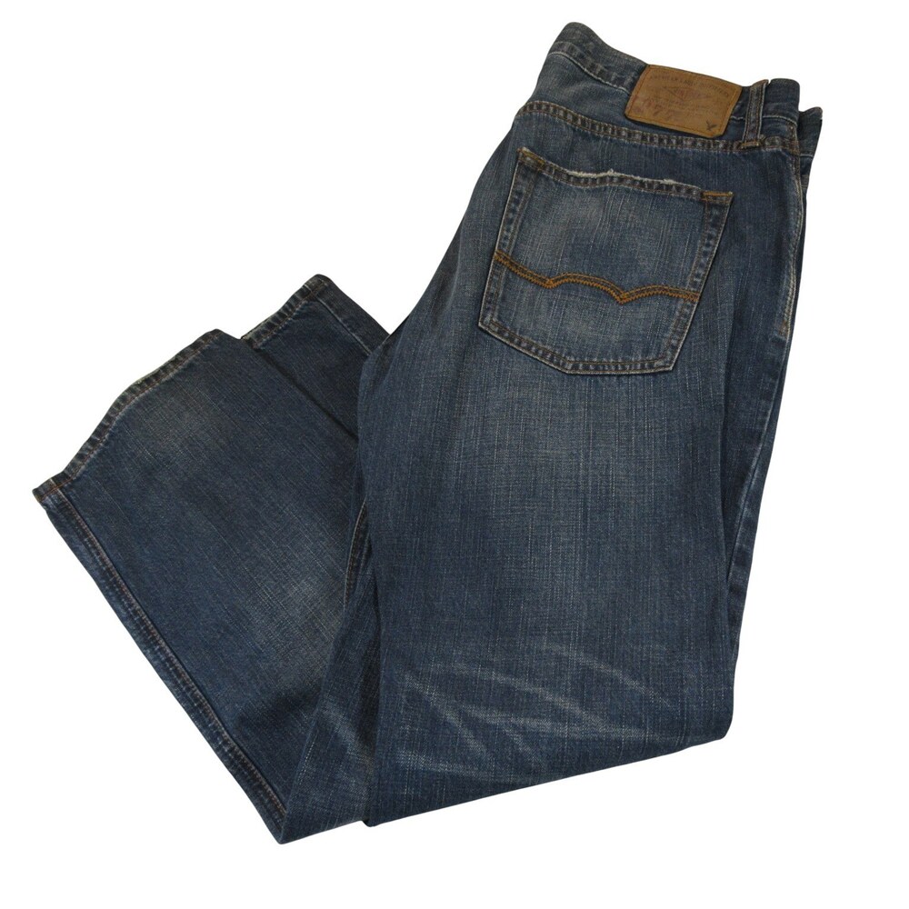 American Eagle Mens Jeans 34 x 30 Slim Straight 100% Cotton‎ Straight Leg